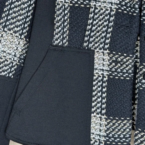 White House Black Market Black and White Plaid Blazer Textured Career Workwear - Picture 13 of 16